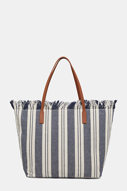 City Bag Fringe Lacivert Çizgili Çanta 3