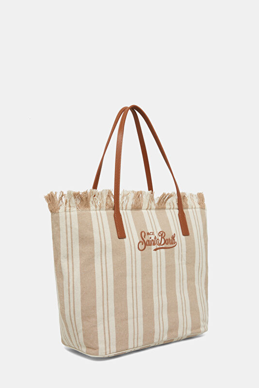 Beige Striped Women's Bag 2