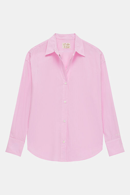 Pembe Çizgili Kadın Gömlek