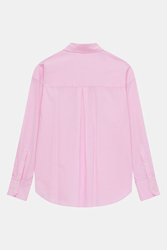 Pembe Çizgili Kadın Gömlek 2