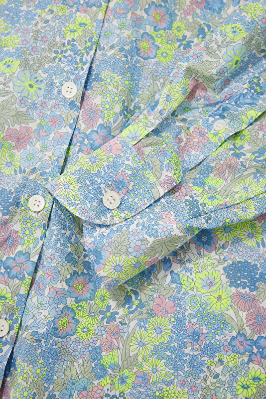 Mavi Desenli Kadın Gömlek 4