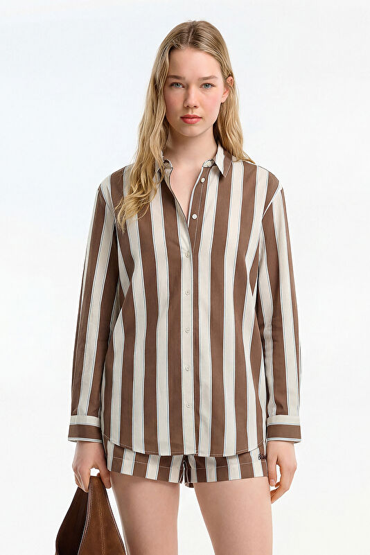 Brown Striped Women's Shirt