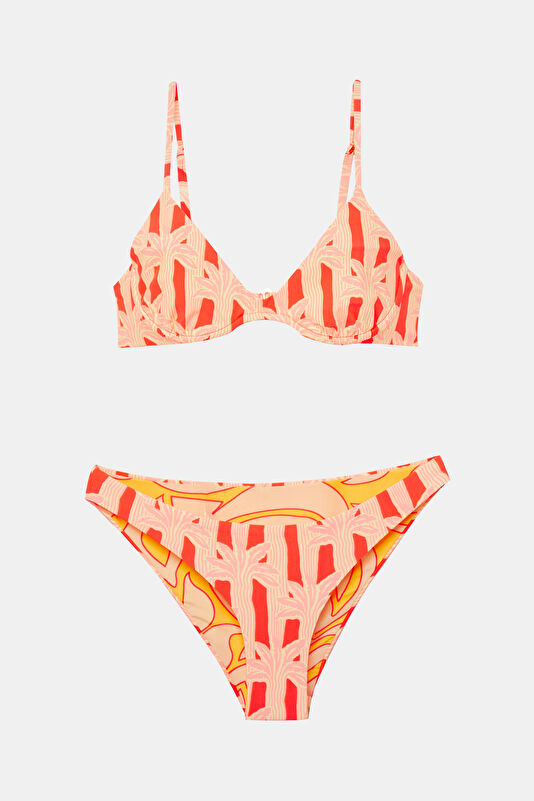 Light Pink Patterned Tie-Up Women's Bikini