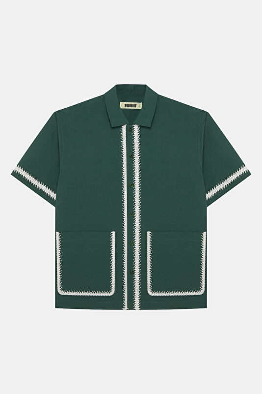 Relax Fit Green Embroidered Men's Shirt 4