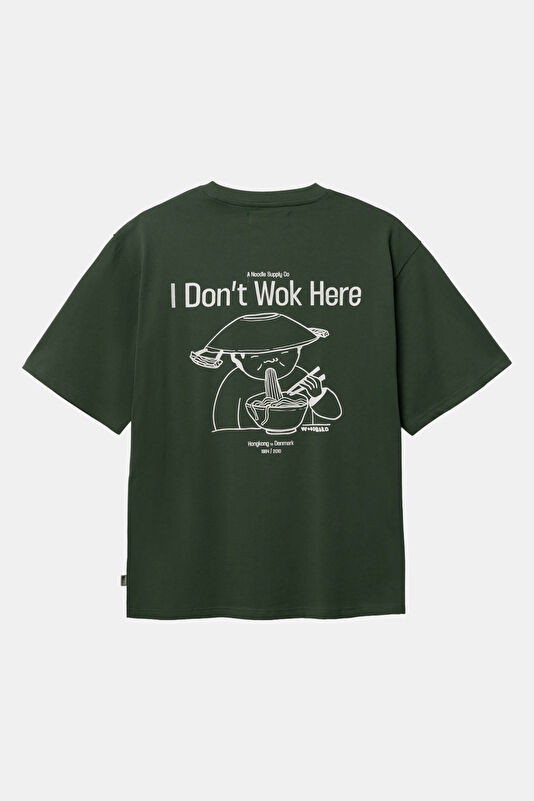 Relax Kalıp Yeşil Bisiklet Yaka Baskılı Erkek T-Shirt 2