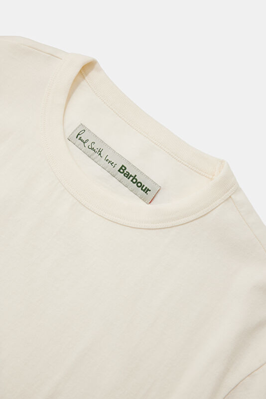 X Paul Smith Fishing Krem Bisiklet Yaka Baskılı Erkek T-Shirt 3