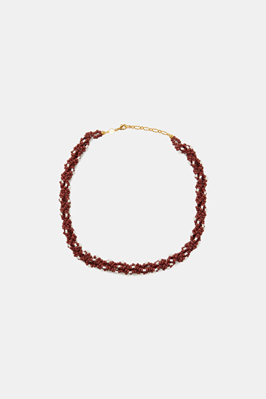 Burgundy Beaded Necklace