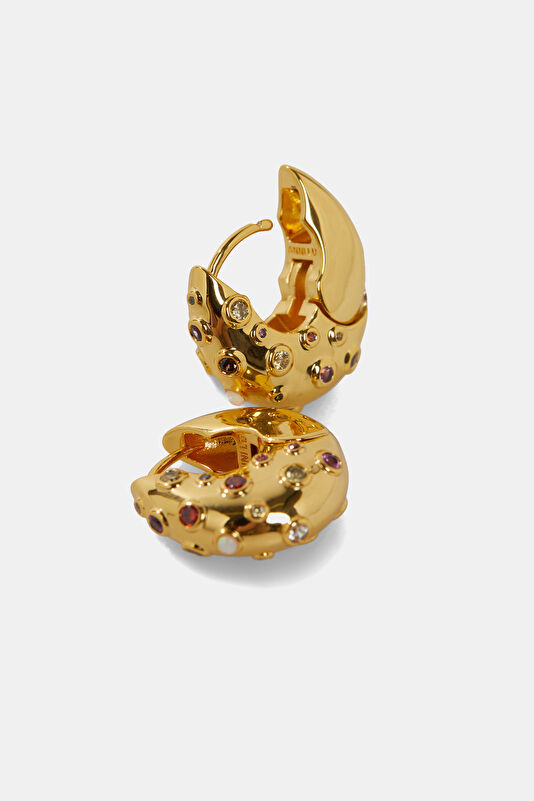 Gold Colored Beaded Earrings 3