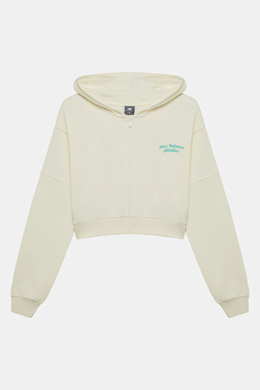 Ekru Relax Kalıp Kapuşonlu Kadın Sweatshirt