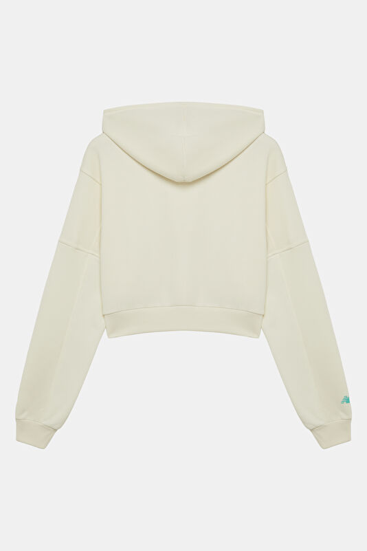 Ekru Relax Kalıp Kapuşonlu Kadın Sweatshirt 2
