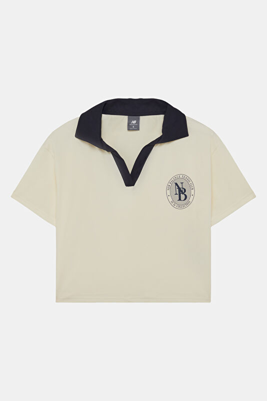 Ekru Polo Yaka Kadın T-Shirt