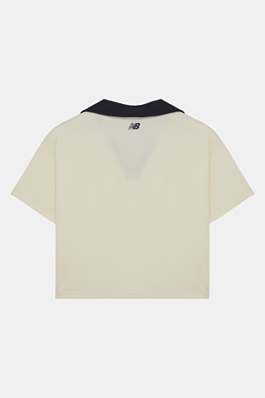 Ekru Polo Yaka Kadın T-Shirt 2