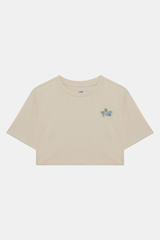 Bej Bisiklet Yaka Kadın T-Shirt