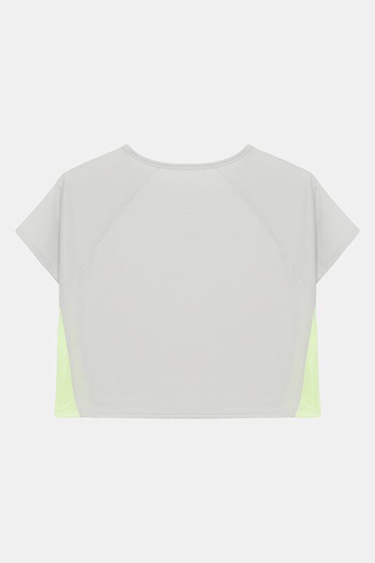 Gri Bisiklet Yaka Kadın T-Shirt 2