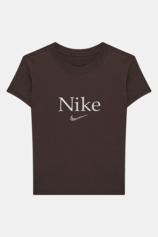 Kahve Bisiklet Yaka Kadın T-Shirt