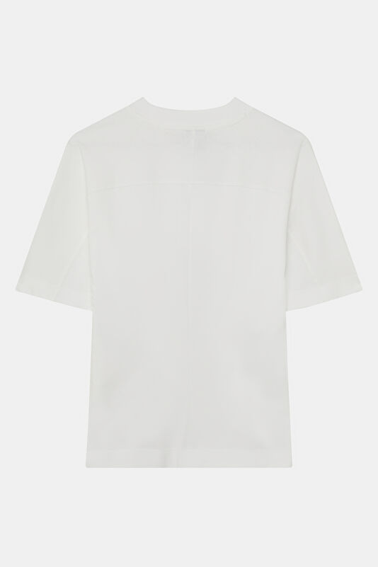 Beyaz Bisiklet Yaka Kadın T-Shirt 2