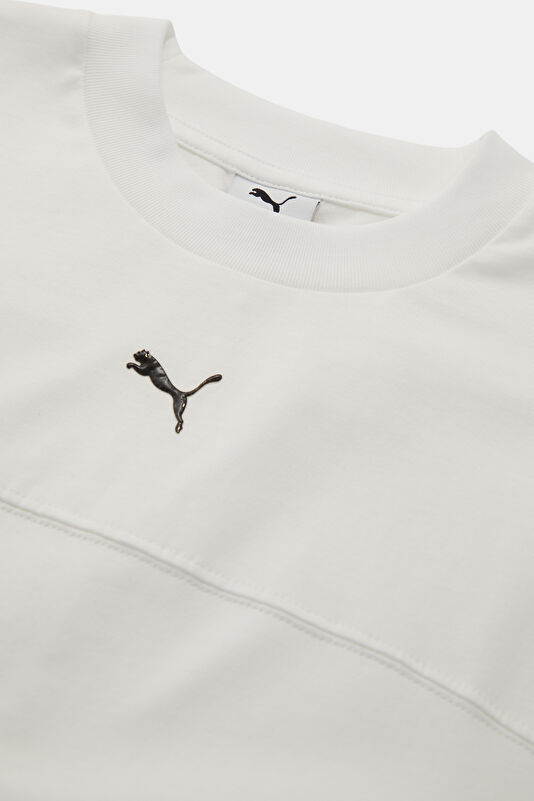 Beyaz Bisiklet Yaka Kadın T-Shirt 3