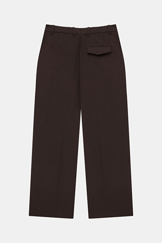 Kahve Wide Leg Viskon Kadın Pantolon 2