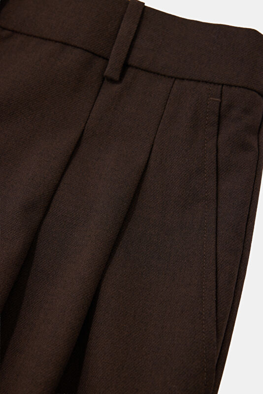 Kahve Wide Leg Viskon Kadın Pantolon 4
