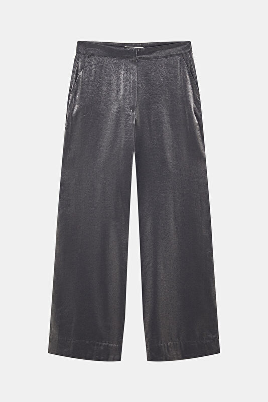Siyah Wide Leg Viskoz Kadın Pantolon