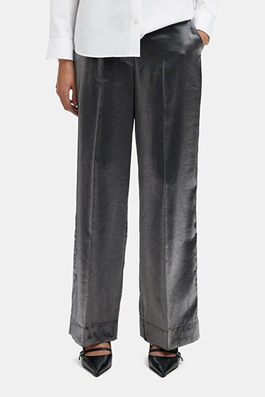 Siyah Wide Leg Viskoz Kadın Pantolon 2
