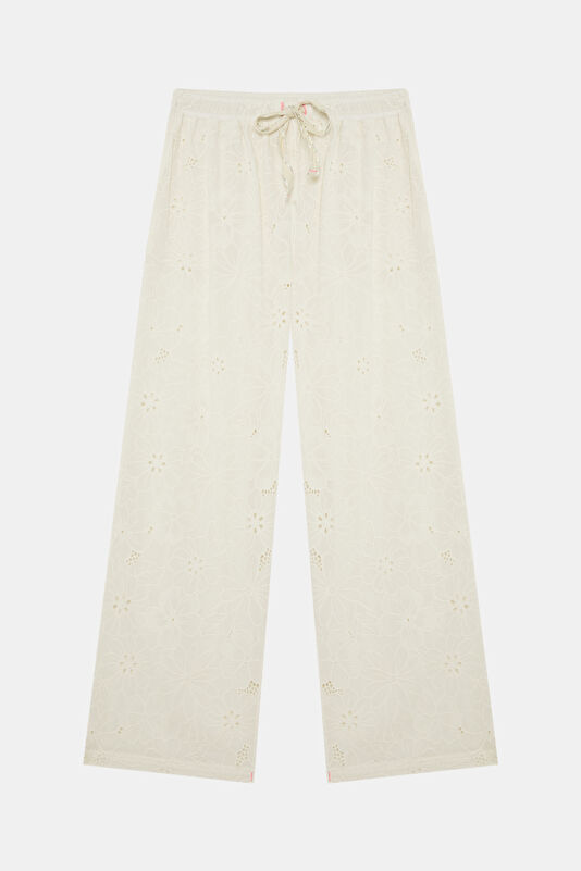 Krem Wide Leg Kadın Pantolon