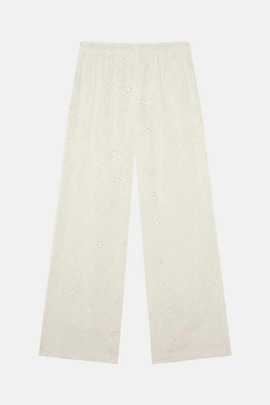 Krem Wide Leg Kadın Pantolon 2