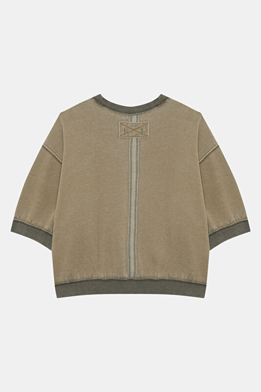 Kahve O Yaka Kadın Sweatshirt 2