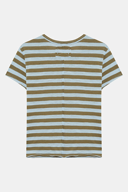 Yeşil Bisiklet Yaka Desenli Kadın T-Shirt 2