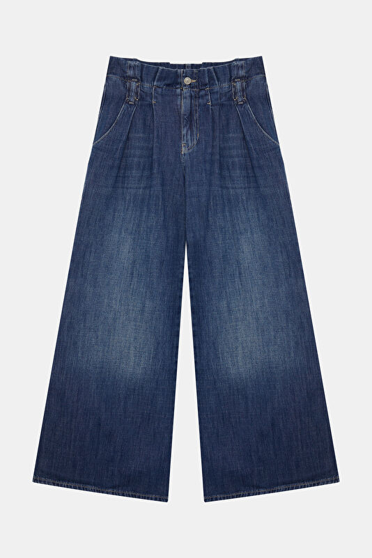 Blue Women's Wide Leg Jean Pants 4