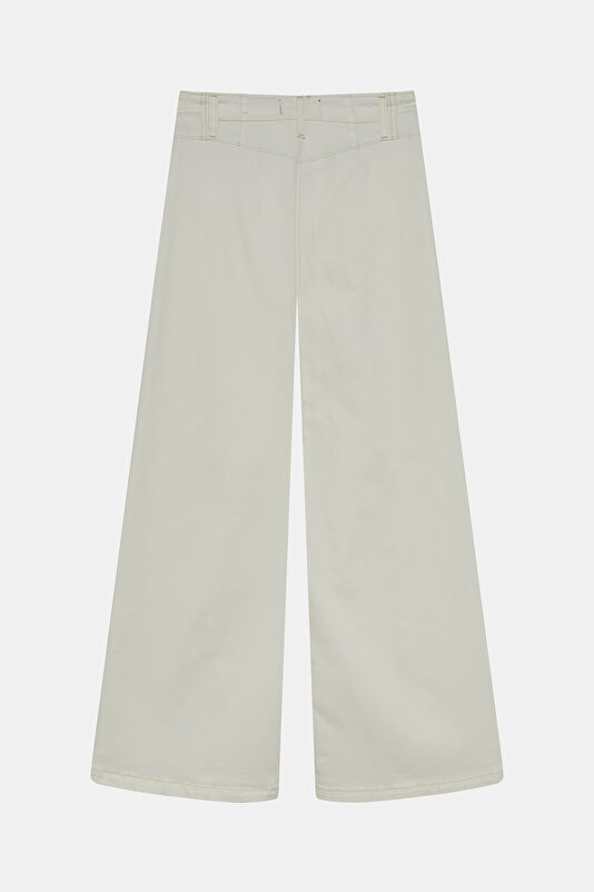 Krem Wide Leg Pantolon 2