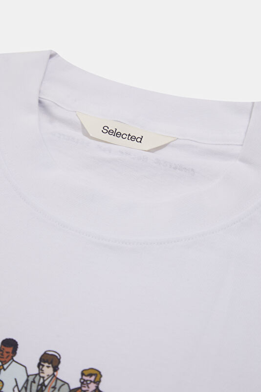 Relax Kalıp Ekru Bisiklet Yaka Baskılı Erkek T-Shirt 3