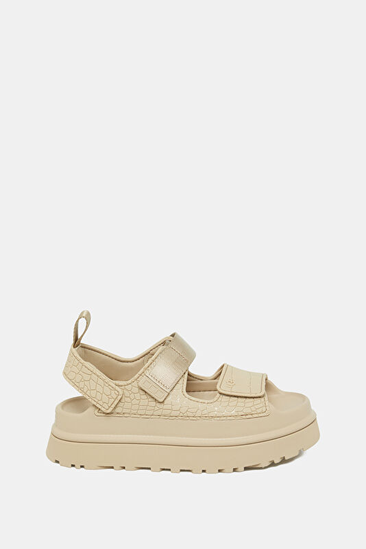 Goldenglow Embossed Light Beige Women's Sandals