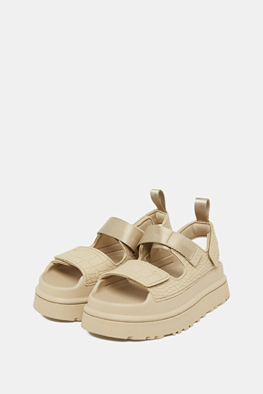 Goldenglow Embossed Light Beige Women's Sandals 2