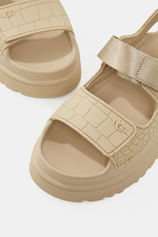 Goldenglow Embossed Light Beige Women's Sandals 4