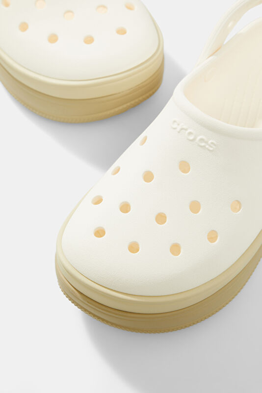Classic Stacked Clog White Women's Slippers 4