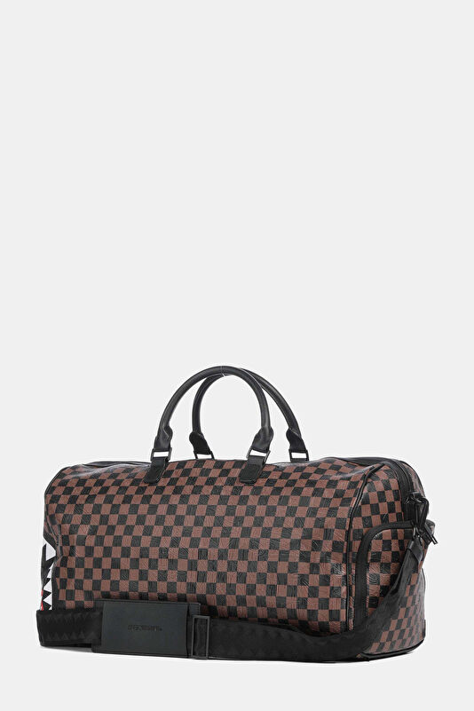 Check 2 Emboss Duffle Brown Bag 2