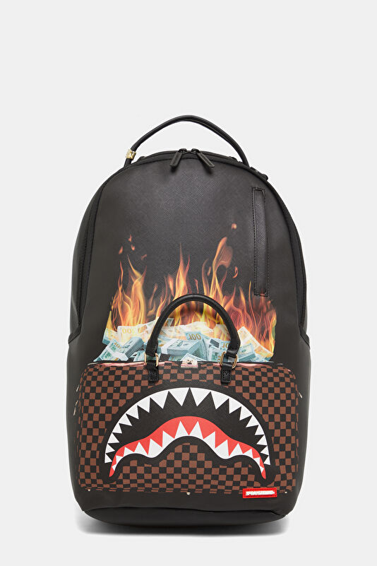 Bag Of Money On Fire Brown Bag