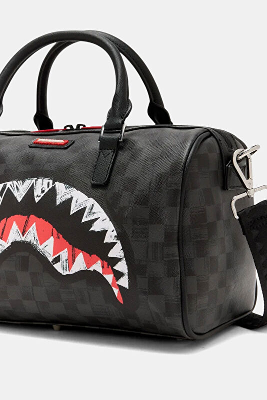 Scribble Shark Mini Duffle Black Bag 3