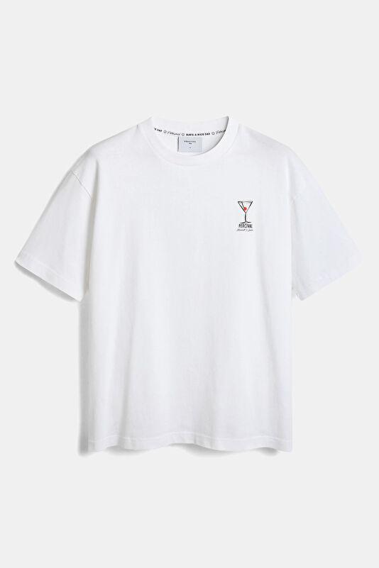 Relax Fit White Crew Neck Printed Men's T-Shirt