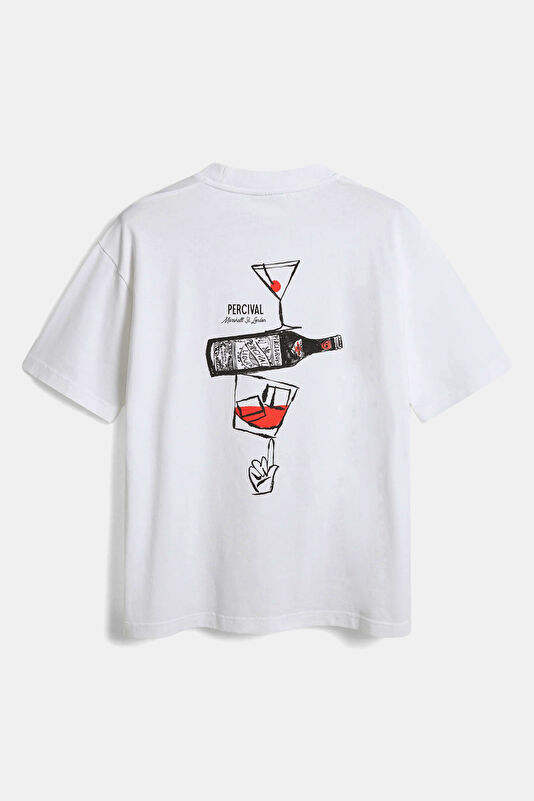 Relax Fit White Crew Neck Printed Men's T-Shirt 2