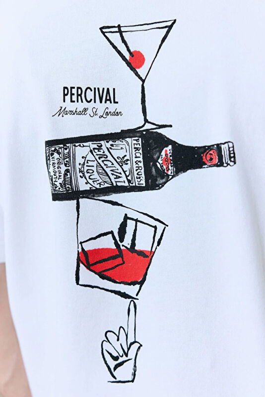 Relax Fit White Crew Neck Printed Men's T-Shirt 4