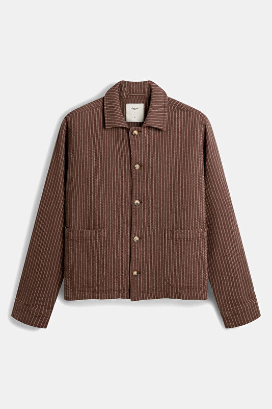 Brown Buttoned Cotton/Linen Men's Jacket