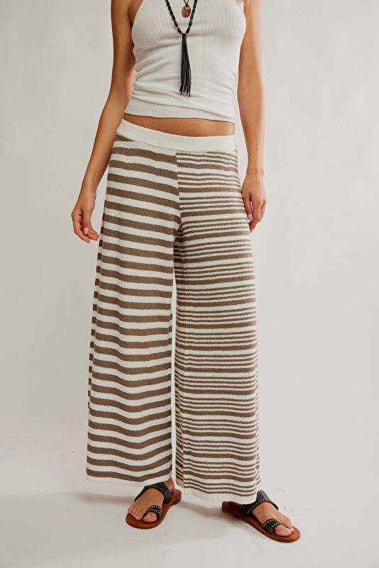 Krem Wide Leg Kadın Pantolon 2