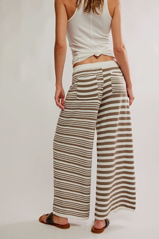 Krem Wide Leg Kadın Pantolon 3