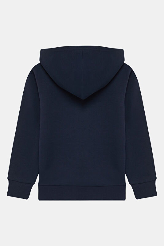 Lacivert Relax Kalıp Kapuşonlu Çocuk Sweatshirt 2