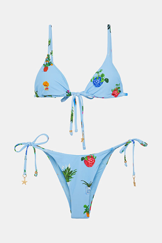 Açık Mavi Desenli Kadın Bikini