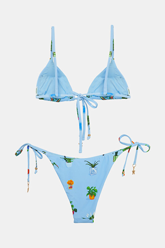 Açık Mavi Desenli Kadın Bikini 2