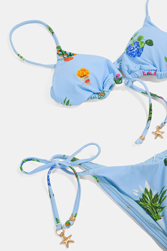 Açık Mavi Desenli Kadın Bikini 3