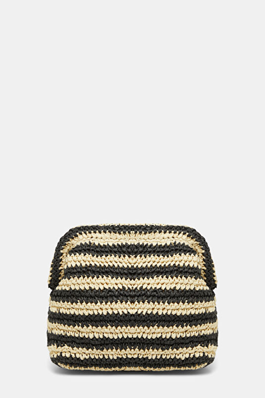 Raffia Stripe Pouch Beige Raffia Bag 4